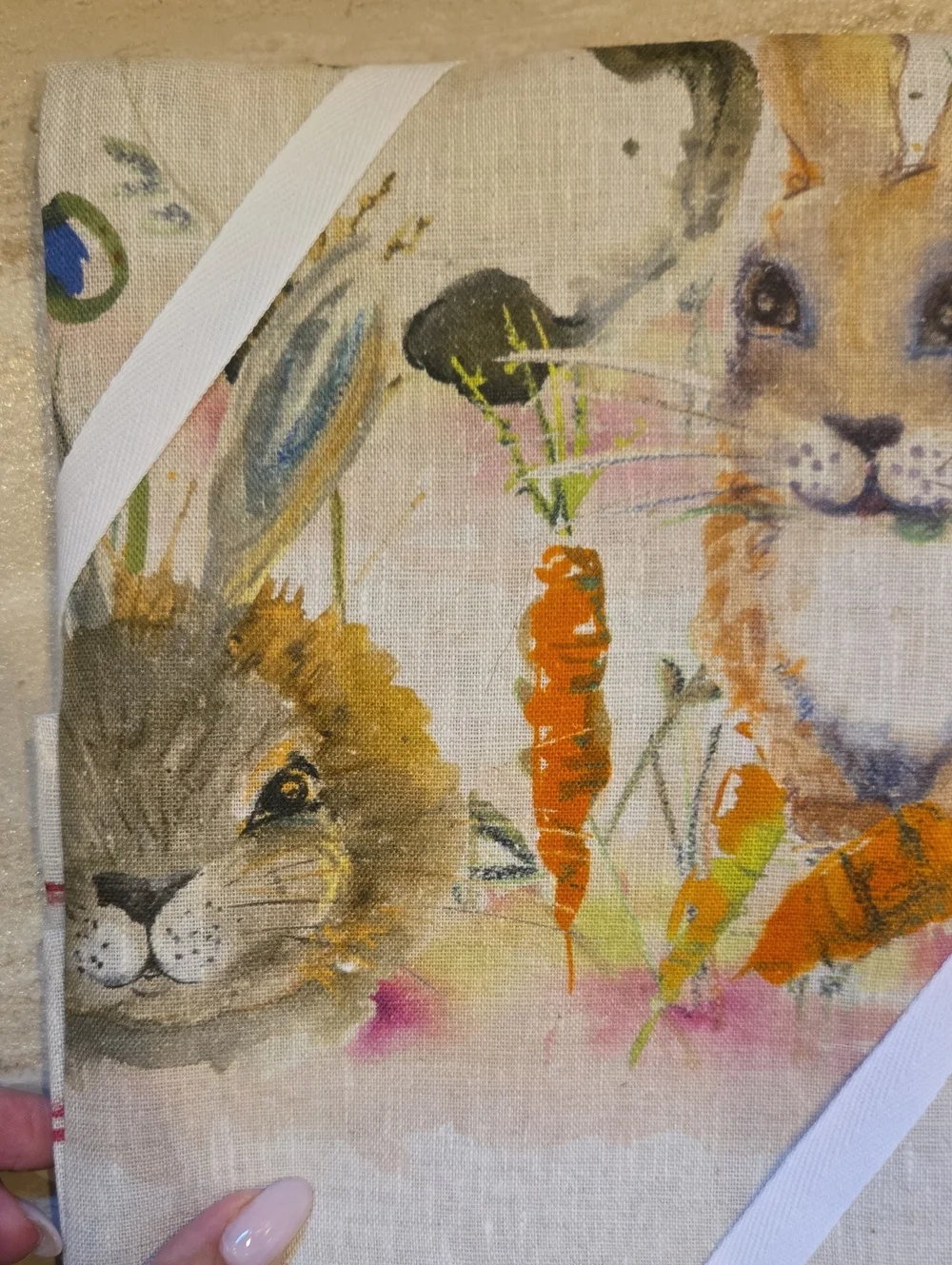 New Williams Sonoma Set of Two Linen Spring Bunny Tea Towels